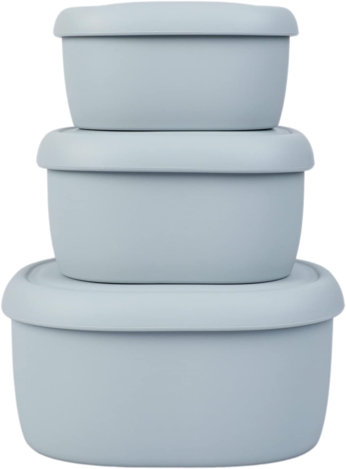 BLUE GINKGO Nesting Silicone Containers – Set of 3 Hard-Shell Silicone Food Storage Containers | BPA Free, Airtight, Dishwasher and Freezer Safe (6.7oz, 10oz, 20oz) – Grey