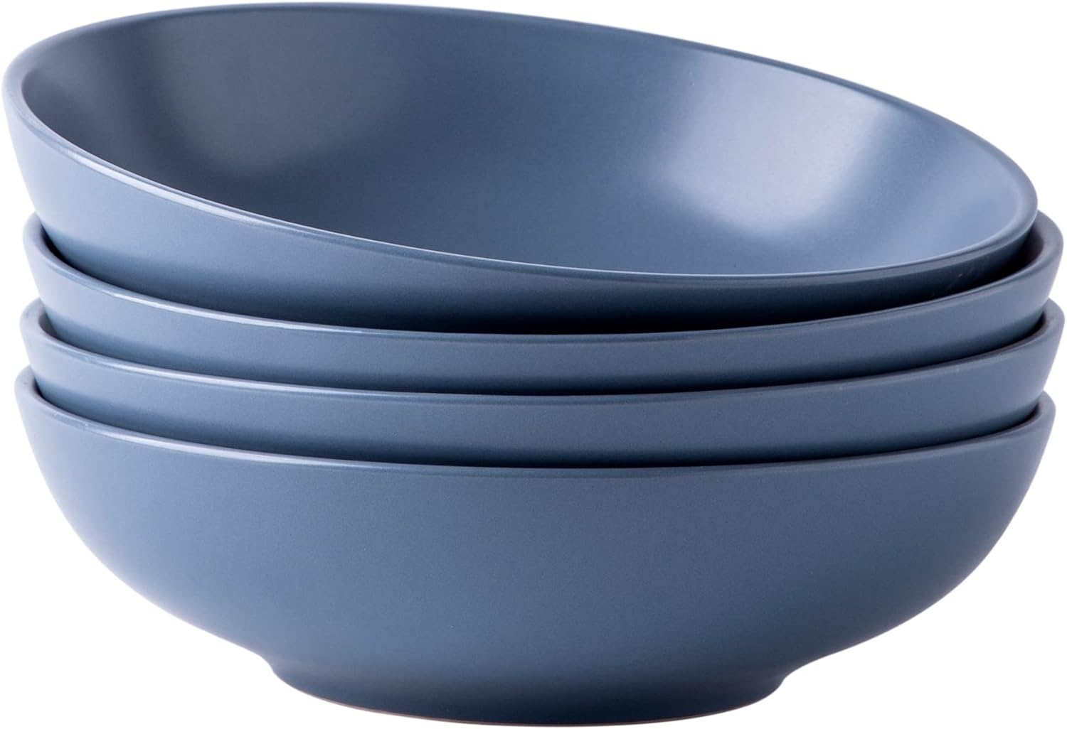 AmorArc 8.75 Large Pasta Bowls, 42 ounce Wide Stoneware Bowls Set of 4 for Kitchen, Deep Bowls for Pasta/Salad/Fruit/Otmeal/Soup, Microwave&Dishwasher Safe-Matte Blue