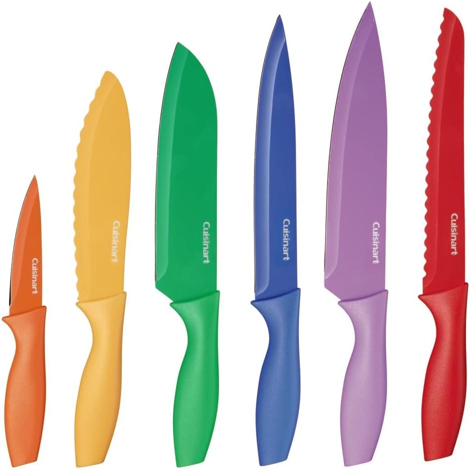 Cuisinart 12-Piece Kitchen Knife Set, Multicolor Advantage Cutlery, C55-01-12PCKS