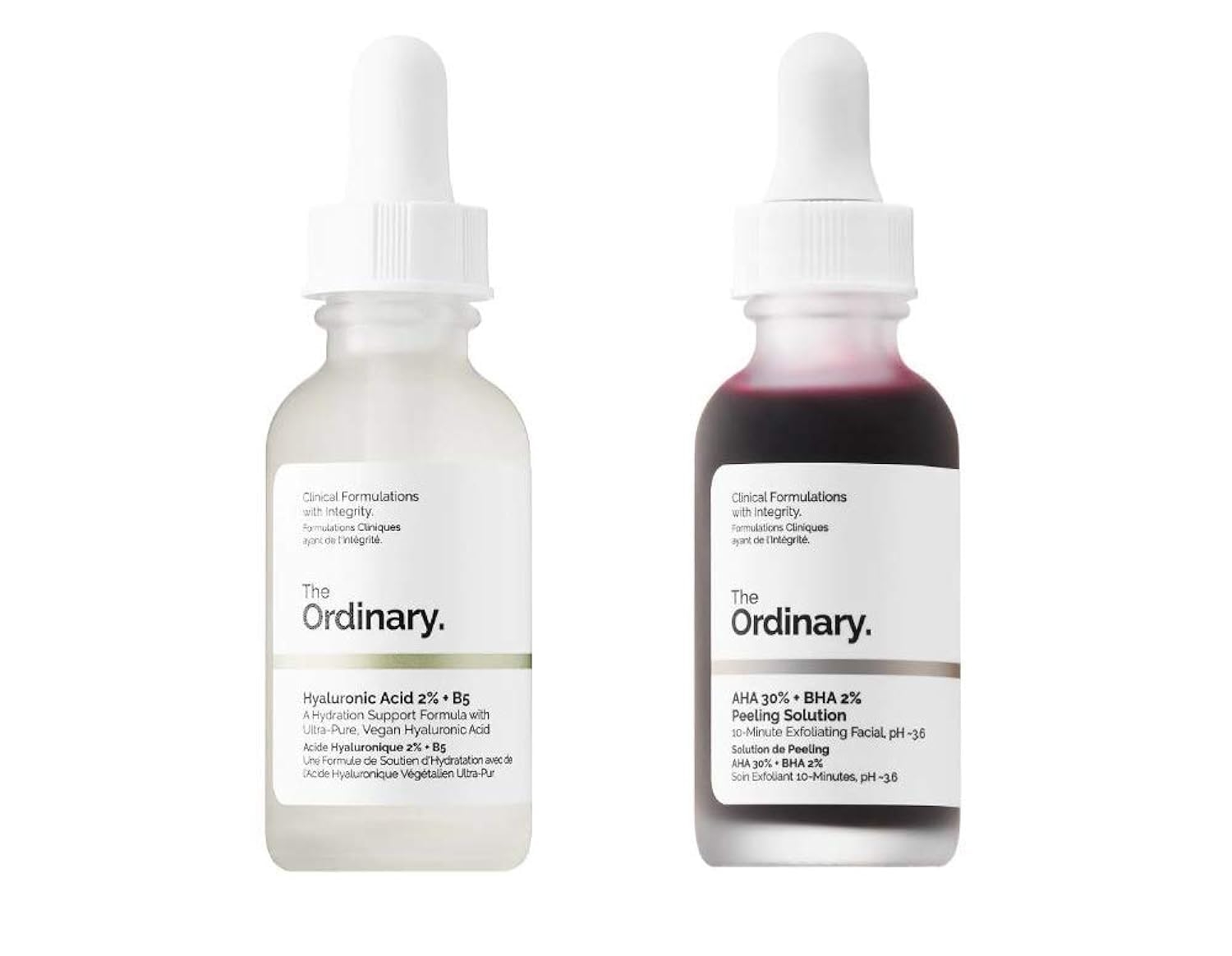 The Ordinary Peeling Solution And Hyaluronic Face Serum! AHA 30% + BHA 2%, Hyaluronic Acid 2% + B5! Help Fight Visible Blemishes And Improve The Look Of Skin Texture & Radiance!